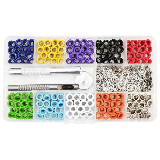400Pcs 10 Colors Grommet Eyelet Set with Install Tool, 5mm Grommet Kits Eyelet Punch Kits for Leather Curtains Clothes