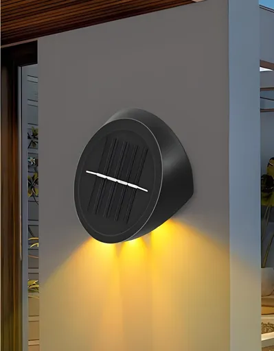 Solar Outdoor Wall Lights (4-Pack): IP44 Waterproof LED Sconces for Garden, Patio & Pathway Lighting（Warm light）