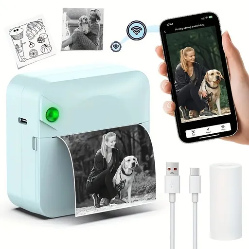Portable Photo Printer Wireless Photo Printer Black And White Photo Printer - Blue - Size 01