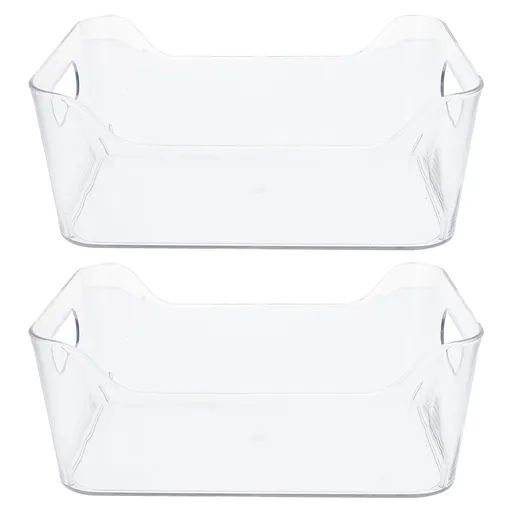 Fridge Storage Bins Odorless Clear Plastic 2 Piece Set Ideal for Vegetables and Food