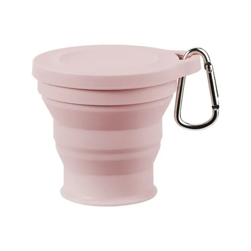 Silicone Collapsible Water Cup, Portable Retractable Travel Mug, Outdoor Camping—Pink