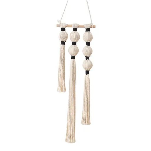 Wall Hanging Tassels Sphericity Cotton Textile for Bedroom Living Room Decor , Natural Farmhouse Rope Ball Yarn Art
