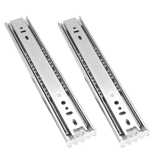 2pcs Three-Section Drawer Slides Stainless Steel Full Extension Ball Bearing 25X4.31CM Silver