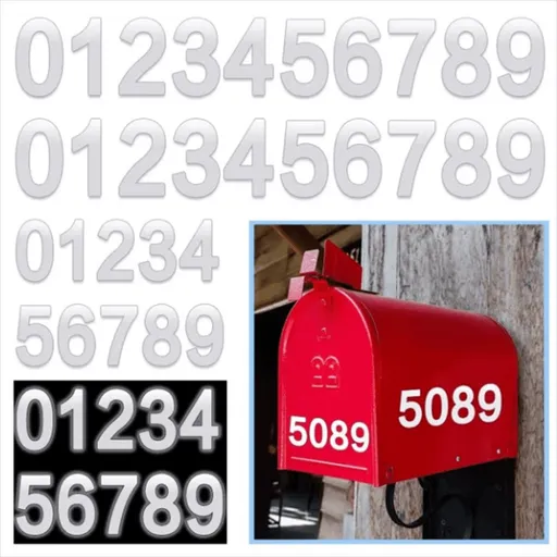 5 Sets Reflective Mailbox Numbers for Outside, 0-9 Reflective Number Stickers, Waterproof House Numbers 5 Sets for Houses Number Decals (3\\