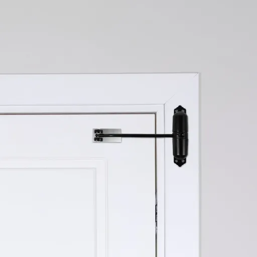 Automatic Door Closer, Double Spring Adjustable Aluminum Alloy Door Closer for Home Office, Black