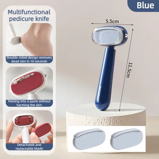 Dual-Sided Foot Scraper, Foot Callus Remover for Heels and Soles, Anti-Cut Pedicure Tool—Blue