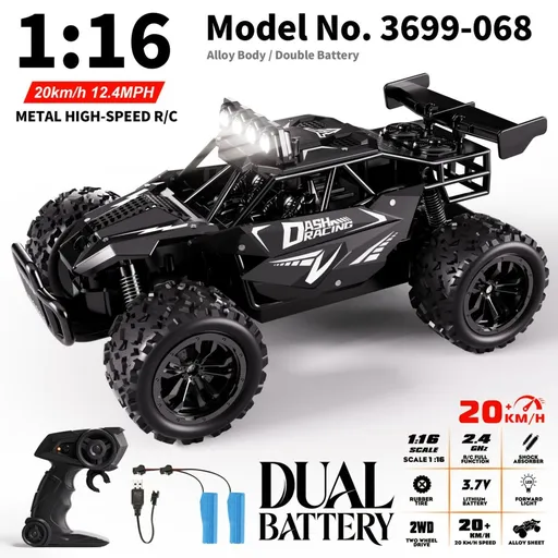 1:16 metal RC car, high-speed drifting, off-road racing car, boys toy car, 2.4GHz remote control, outdoor play toy, drift car, remote control car for kids, Australian toy - Black - Size variable speed