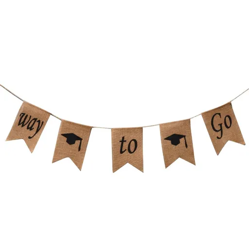 Doctoral Cap Burlap Banner Hanging Linen Swallowtail Flags for Graduation Ceremony Party Decor
