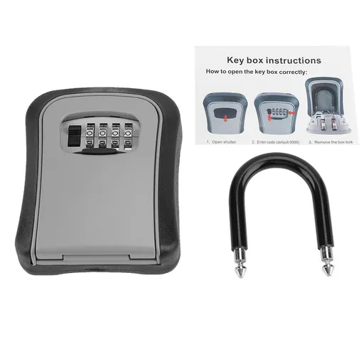 4 Digit Key Safe Security Storage Lock Box Combination Wall Mount Organizer Aluminum Alloy Silver Black