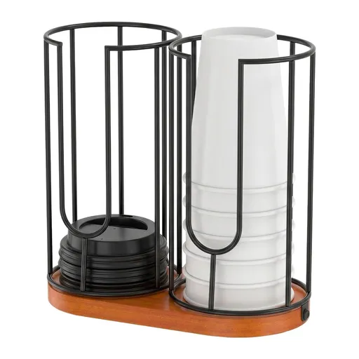 Vintage Coffee Cup Dispenser – Efficient & Space-Saving Storage, Sturdy Metal Stand for Cups, Straws, Lids & Tableware