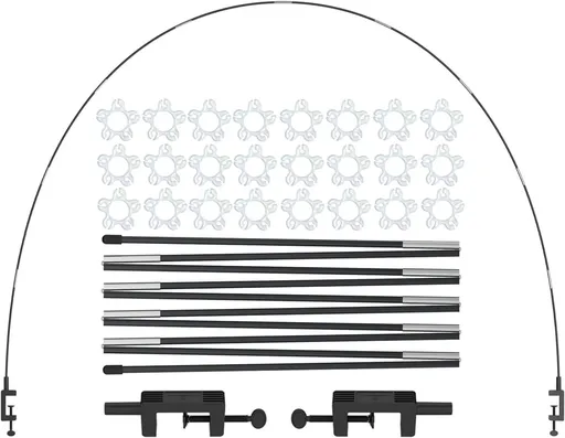 Tabletop Balloon Arch Kit with Adjustable Fiber Rods & Plastic Ring Clips for Birthday Wedding Graduation Party Decorations (Black)