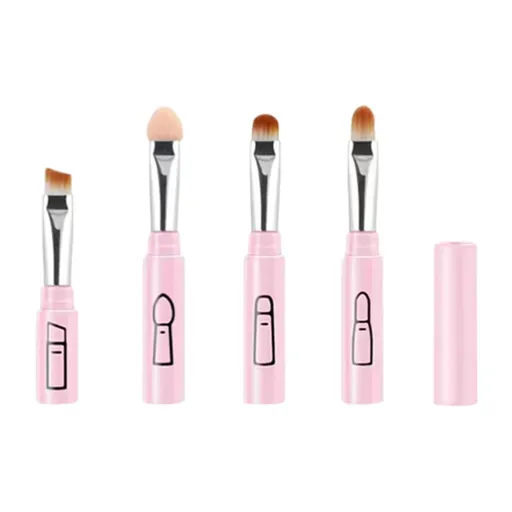 3 Pcs Makeup Brushes Retractable Travel Portable Eyeshadow Sponge Eyeshadow Eyebrow Brush Combination Design