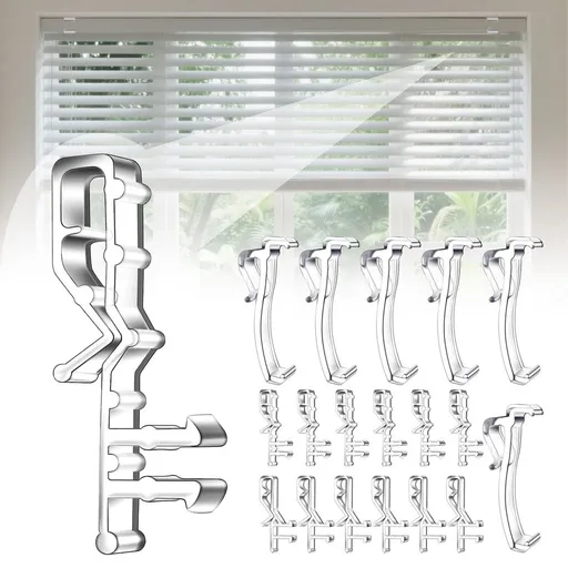 Textile Curtain Clips, 18-Piece Clear Curtain Positioning Clips, 2.1in Plastic Hidden Curtain Clips, Easy Installation No Drilling, Suitable for Home/Shop/Hotel Curtain Fixation