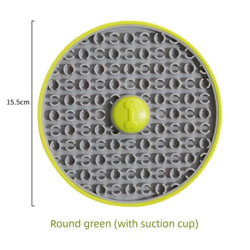 Green Interactive Pet Slow Feeder & 3D Textured Oral Cleanner - 3-in-1 Mounting Durable TPR Lick Mat for Dogs & Cats