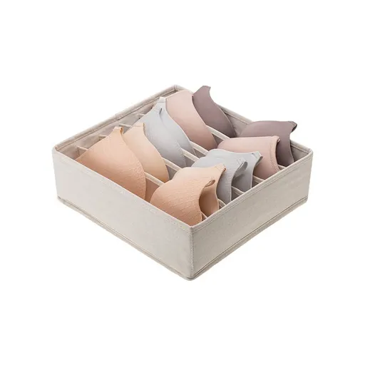 Wardrobe Clothes Organizer for Jeans, Upgraded Drawer Organizers for Clothing with Handle Foldable, Drawer Organizers Clothes(Gray,1PCS-M) 1PCS-7 Cell Beige