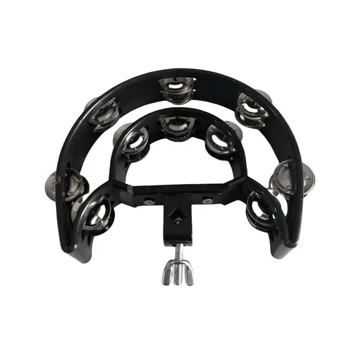 Tambourine Half Moon Mounted Double Row Bells with Mounting Eye Bolt Tambourine for Drum Set for Kids, Adults, Party
