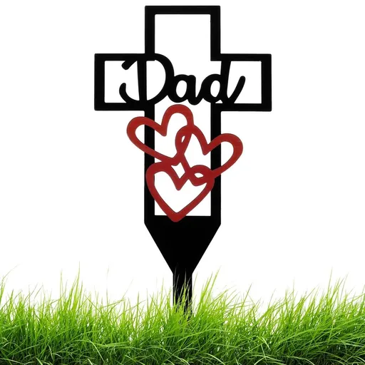 Cemetery Memorial Cross Stake,Memorial Cross for Grave,Garden Stake for Mom Dad Rustproof Metal Cross Grave Markers Memorial Cemetery Grave Stake for Grave Plaque Yard
