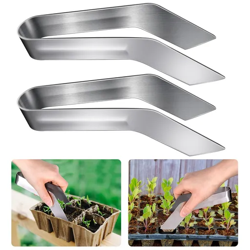 2 Pcs Seedling Transplant Tongs- 8.7 Inch Stainless Steel Gardening Plants Transplant Tongs- Seedling Remove Transplant Pliers