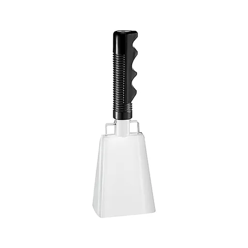 120dB Loud Brass Cowbell with Non-Slip Handle and Adjustable Strap,Perfect for Sporting Events like Baseball and Football Games,Also Ideal for Graduations,Parades,and Cheerleading Activities White