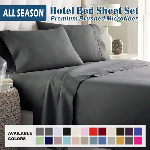 3 Piece Bed Sheet Set- Bedding Sheets & Pillowcases -Breathable Bedding - Wrinkle, Fade, Stain Resistant-Deep Pocket Flat Fitted Bed Sheet Set(Dark gray,Single)