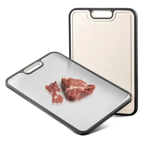1 Piece Reversible Cutting Board Titanium PP or Stainless Steel PP Non-Slip Durable Food Grade, 30x20cm
