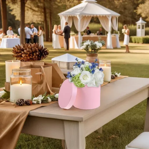Simple Design Hand-held Flower Box Flowers Box Pink Paper 1Pack for Weddings