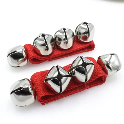 Wrist Bells Set of 2, Red Jingle Bells Instrument, Adjustable Ankle Percussion Musical for Kids, Party Favors, Christmas Decor