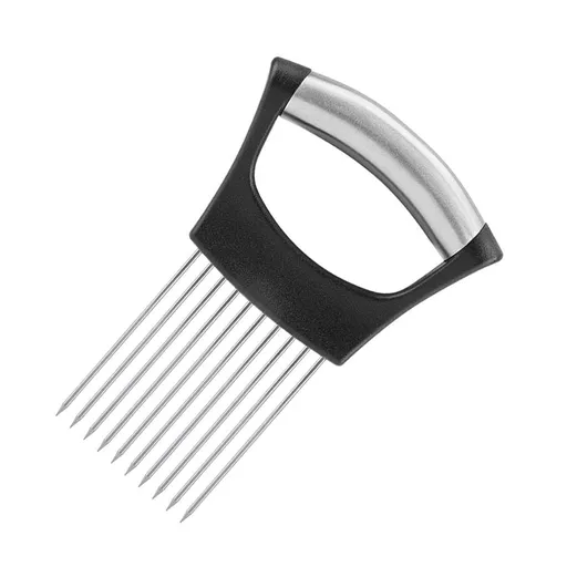 2 pack Onion Cut Tomato Slicer Lemon Handy Kitchen Slicing Tool With 10 Even Prongs For Onion Lemon Potato Tomato Slices And Can Be Used To Assist In Cutting Fish, Meat Or Loosen Meat (Black)
