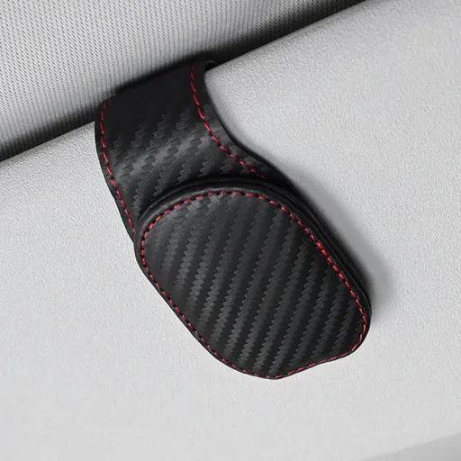 Panoz Car Sun Visor Glasses Clip Card Holder Carbon fiber black and red