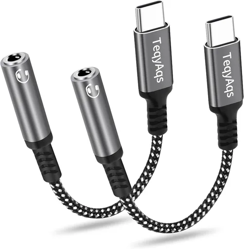USB Type C to 3.5mm Female Headphone Jack Adapter, (2-Pack) USB C to Aux Audio Dongle Cable Cord Compatible with iPhone 17/16/15 Pro Max, iPad Pro, Samsung Galaxy S25/S24/S23/S22/S21 Ultra, MacBook ﻿