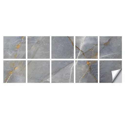 10 Pcs Marble 4 x 4 Inch Waterproof Peel and Stick Floor Tile Vinyl Floor Tiles Self Adhesive Stick Flooring Tiles for Kitchen