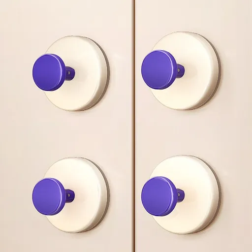 4-Pack - No-Drill Suction Cup Door Handle, Reusable Pull Knob for Wardrobes, Refrigerators, and Glass Sliding Doors - Blue