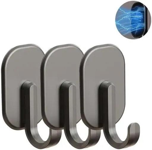 3 Pack ABS Magnetic Hooks with Strong Refrigerator Mounts for Grills, Safes, Kitchens and Small Home Storage, Black, 3.8 x 3.2 x 6.5 cm