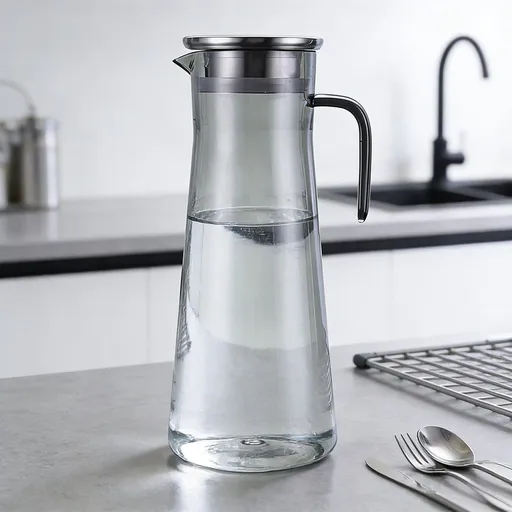 2 Liter 60 Oz Glass Water Pitcher | Clear Carafe with Stainless Steel Lid and Handle | Heat Resistant Beverage Jug for Water, Tea, Juice and Homemade Beverage | Hot&cold Water