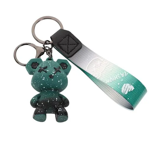 Car Keyring Animal Key Ring Lanyard Bear Keychain Gradient colour Bear Keychain - Green