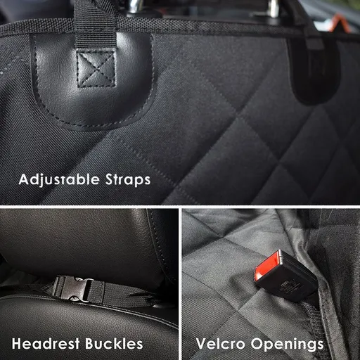 Waterproof Rear Seat Pet Cover for Car - Non-Slip Oxford Fabric Dog Seat Protector for Back Seat - Durable Quilted Cushion Pad for Pets - Black 152x143cm