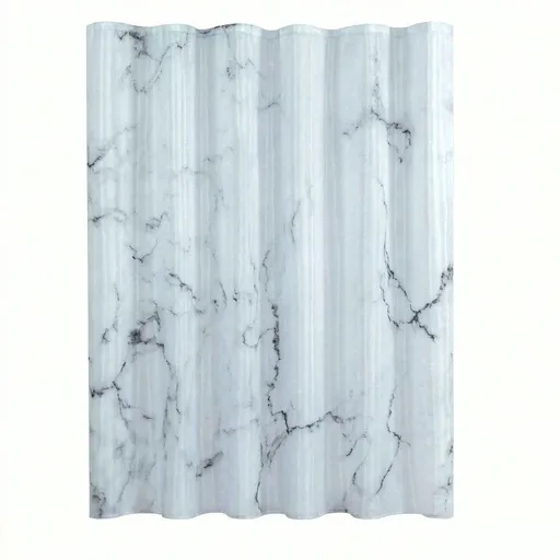 Grey White Marble Shower Curtain Set with 12 Hooks, Abstract Modern Luxury Gray White Marble Shower Curtains , 72" W X 72" L