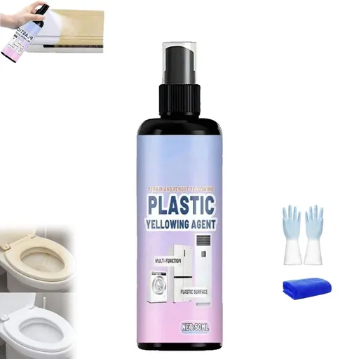 Multi Purpose Plastic Yellowing Remover Spray, Powerful Plastic Yellowing Remover for Home Appliances Surface, No Scrubbing, No Replacing