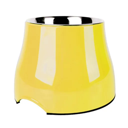 Elevated Pet Feeding Bowl with Stainless Steel Inner - Promotes Healthy Digestion & Reduces Neck Strain(Yellow)