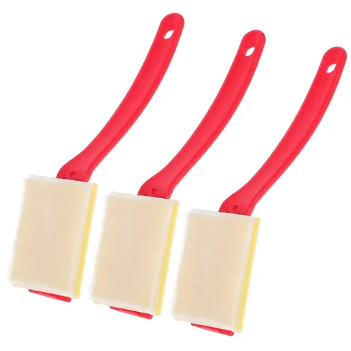 3-Piece Paint Brush Set with Plastic Handles for Precise Wall Edging and Painting