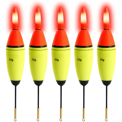 5Pcs Light Bobbers Floats Fishing Bobbers Saltwater Freshwater Night Fishing Fishing Floats Lighted Bobbers for Trout，Battery not included 18*2.6cm