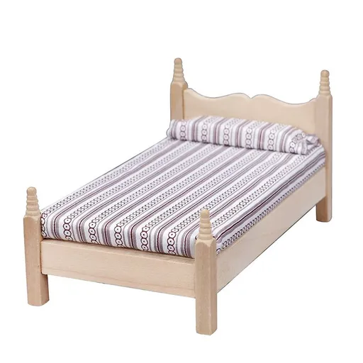 mini furniture model white embryo bedroom scene plain classical single bed， European Double Bed with for Decoration Accessories