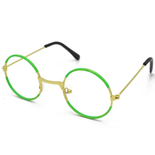 Green Glasses Round Metal No Lens Costume AccessoriesLight Glasses for Woman Man,Clear Blocking GlassesLightweight Metal Round