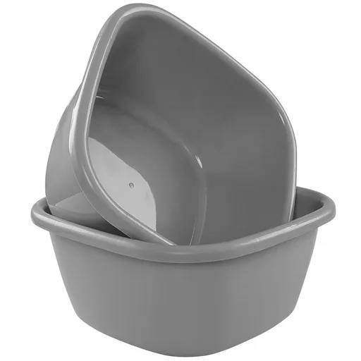 Grey Plastic Dish Pan and Foot Washing Bucket Set of 2 - Multi-Purpose Household Utility Basins for Family Use