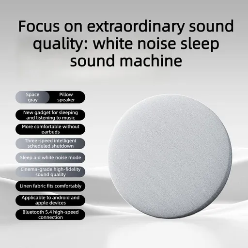 Ultra-Thin Bedside Bluetooth Speaker, White Noise Sleep Aid Speaker with 3-Step Timer—Gray