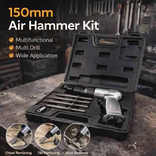 150mm Pneumatic Air Hammer Kit with 4 Chisels Heavy Duty Tool for Workshop Use