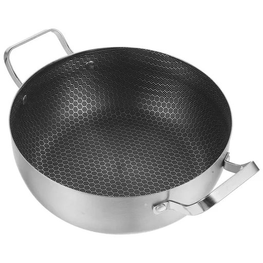 Double Handle Non Stick Cooking Pot Silver 1Set Easy to Clean Japanese Style