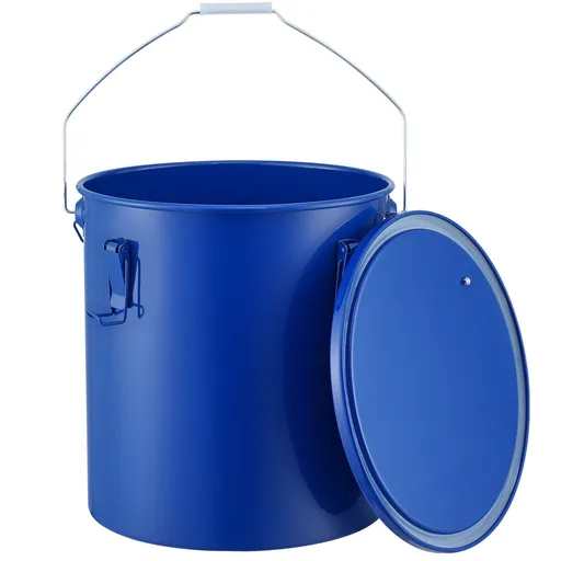 Fryer Grease Bucket, 22.7L Oil Disposal Caddy Carbon Steel Fryer Oil Bucket with Rust-Proof Coating, Oil Transport Container with Lid, Lock Clips, Filter Bag for Hot Cooking Oil Filtering, Blue