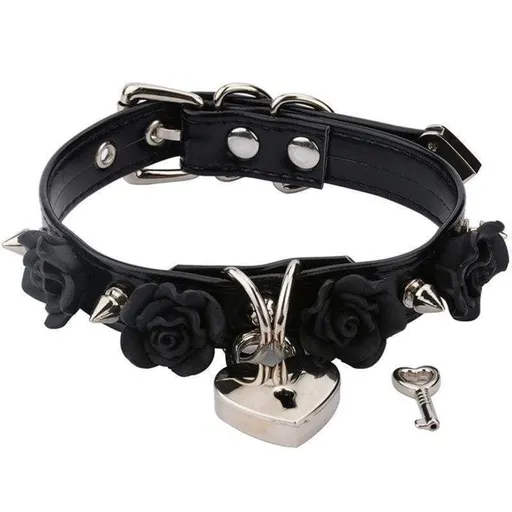 Veile Studios Golden Heart Locket Collar - Black Silver