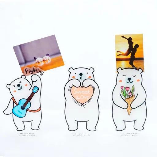 Set of 3 White Photo Holder, Table Picture Display Clip Stand for Picture Memo Cards Paper Note Postcards Place
